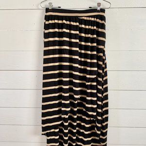 Mona B Cotton Striped High Low Layered Skirt